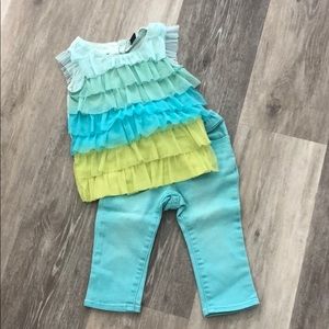Gap ruffle top and Jeans Set